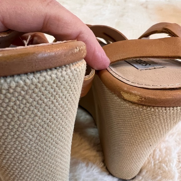 STEVE MADDEN Orlena wedges platform shoes size 8 camel color strapy - Picture 6 of 12